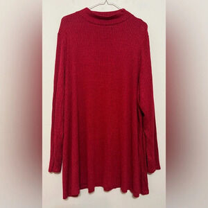 Lane Bryant long sleeve stretchy ribbed red with black sweater top. Size 22/24
